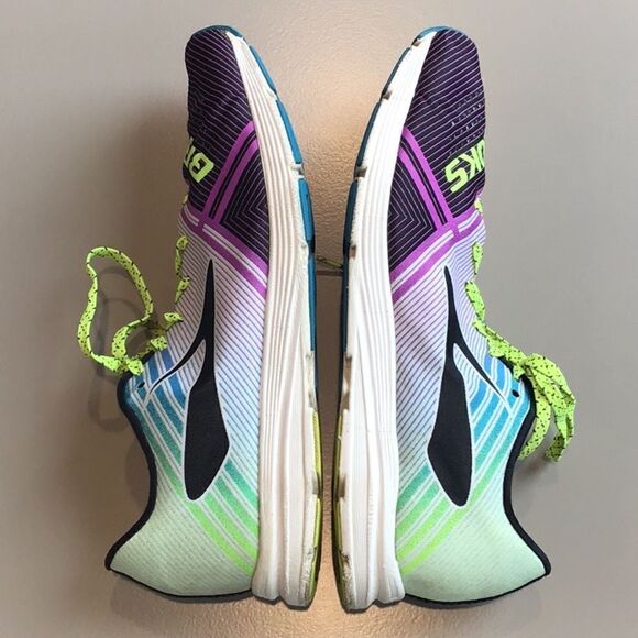 Brooks Hyperion Purple Teal Neon Stripe Lace Up Lightweight Running Shoes - Picture 8 of 16
